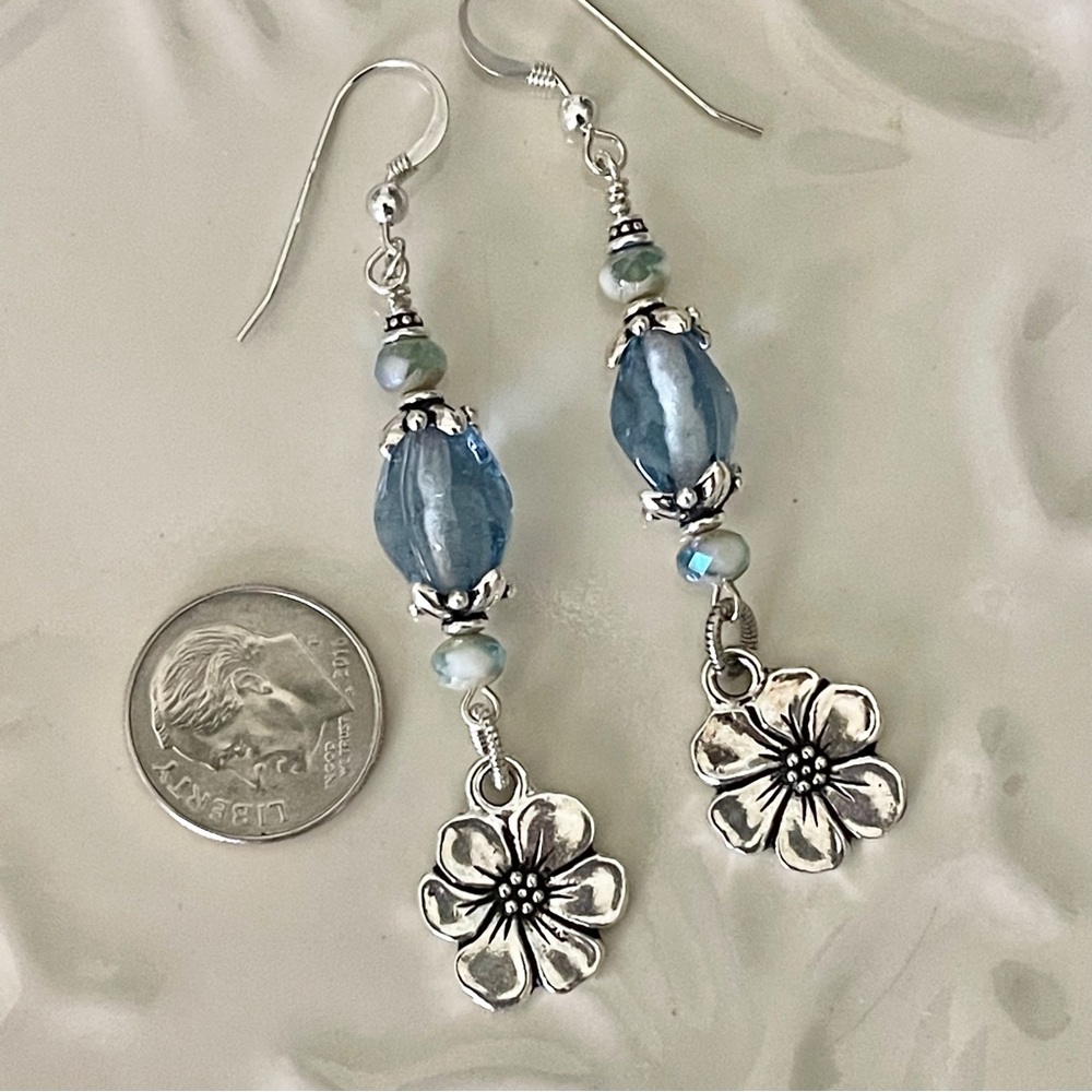 ARTISAN Earrings - “Summer Blues” Dangles - Picture 9 of 11